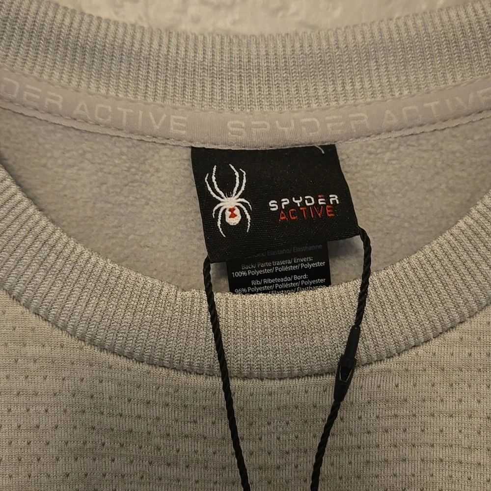 Spyder Men's Light Gray Crewneck, Fleece Lined, Pullover Sweater